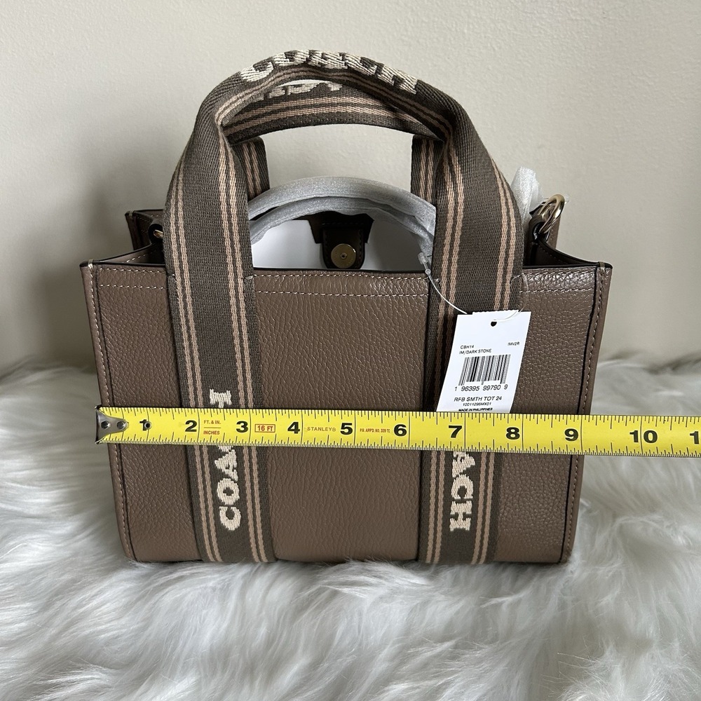 NWT Coach Smith Tote Bag 24 CBH14 Refined pebble leather Gold/Dark Stone - Picture 7 of 8